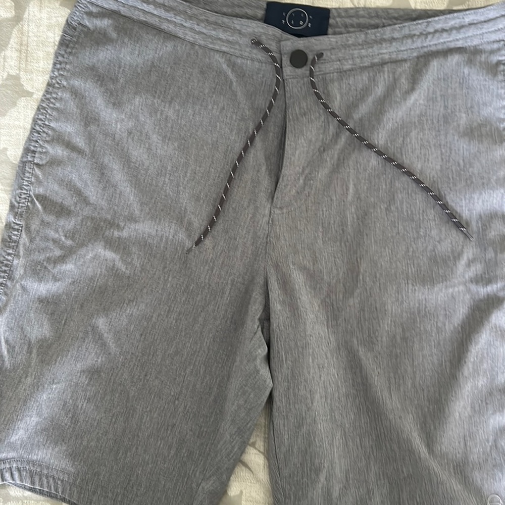 Light grey light weight Even Tide shorts. 10 inseam.